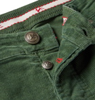 Isaia - Navy Slim-Fit Cotton-Blend Corduroy Trousers - Green