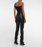 Mugler - Zipped high-waisted leather pants