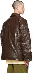 A. A. Spectrum Brown & Beige Biggie Reversible Down Jacket