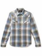 RRL - Allen Checked Cotton-Flannel Western Shirt - Blue