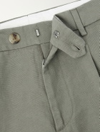 Brunello Cucinelli - Straight-Leg Pleated Cotton and Linen-Blend Trousers - Green