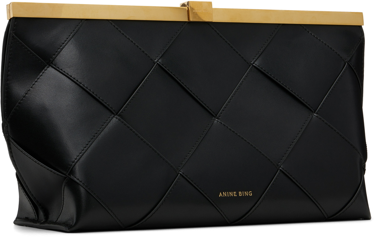 ANINE BING Black Anine Braided Leather Clutch