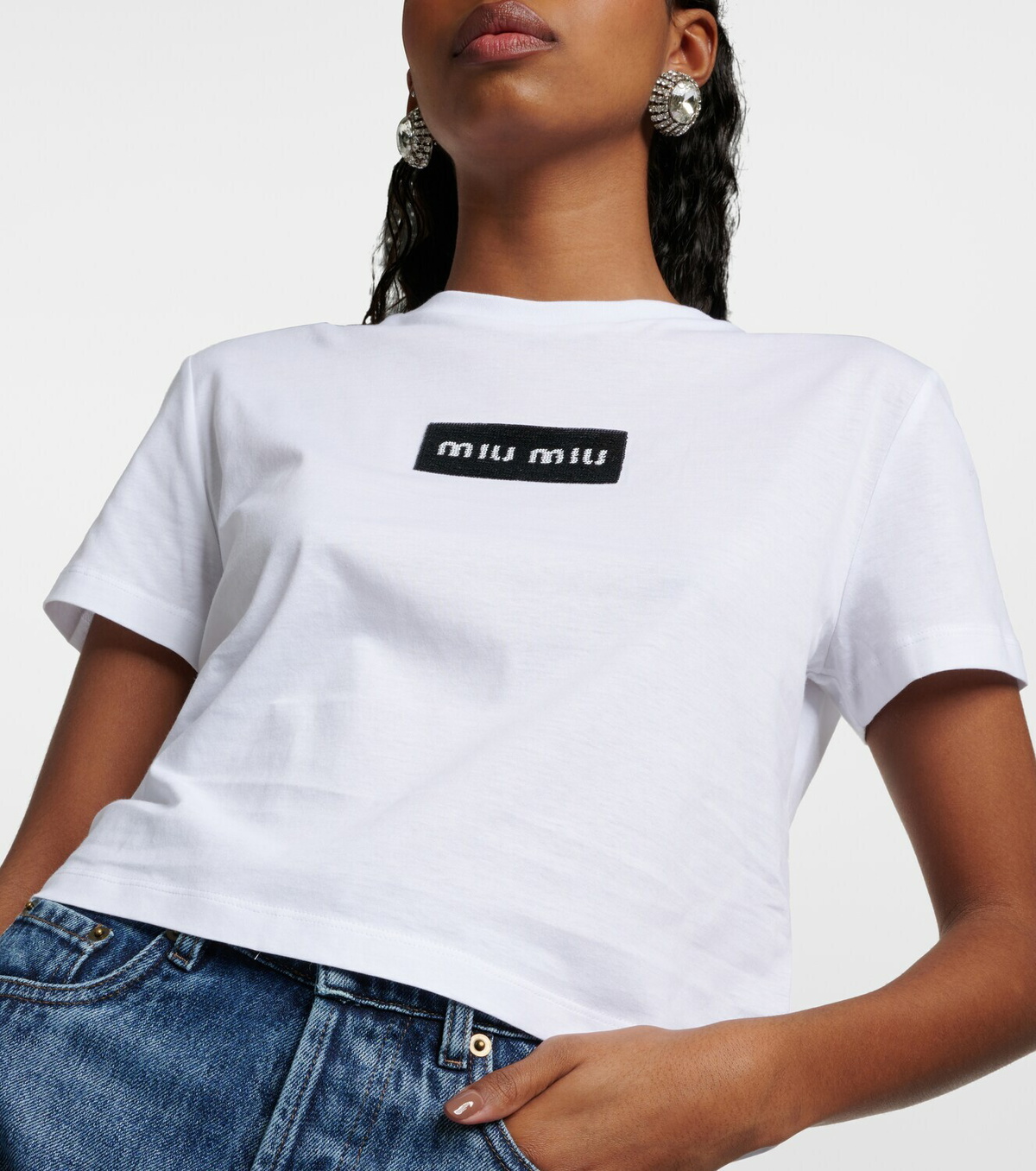 Miu Miu Logo cotton jersey T-shirt