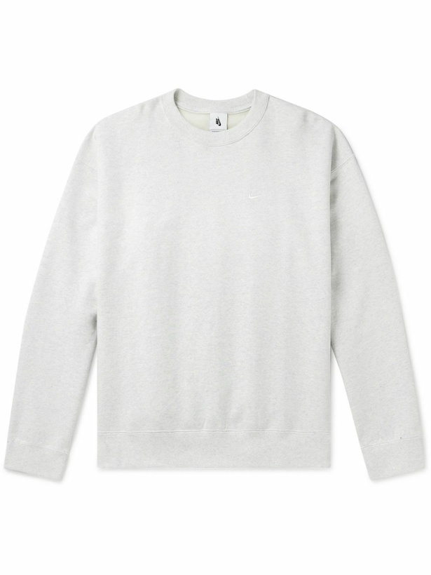 Photo: Nike - Solo Swoosh Logo-Embroidered Cotton-Blend Jersey Sweatshirt - Gray