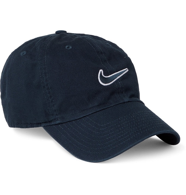 Photo: Nike - Sportswear Heritage86 Logo-Embroidered Cotton-Twill Baseball Cap - Blue