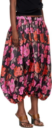 Comme des Garçons Comme des Garçons Black & Pink Jacquard Floral Pattern Trousers
