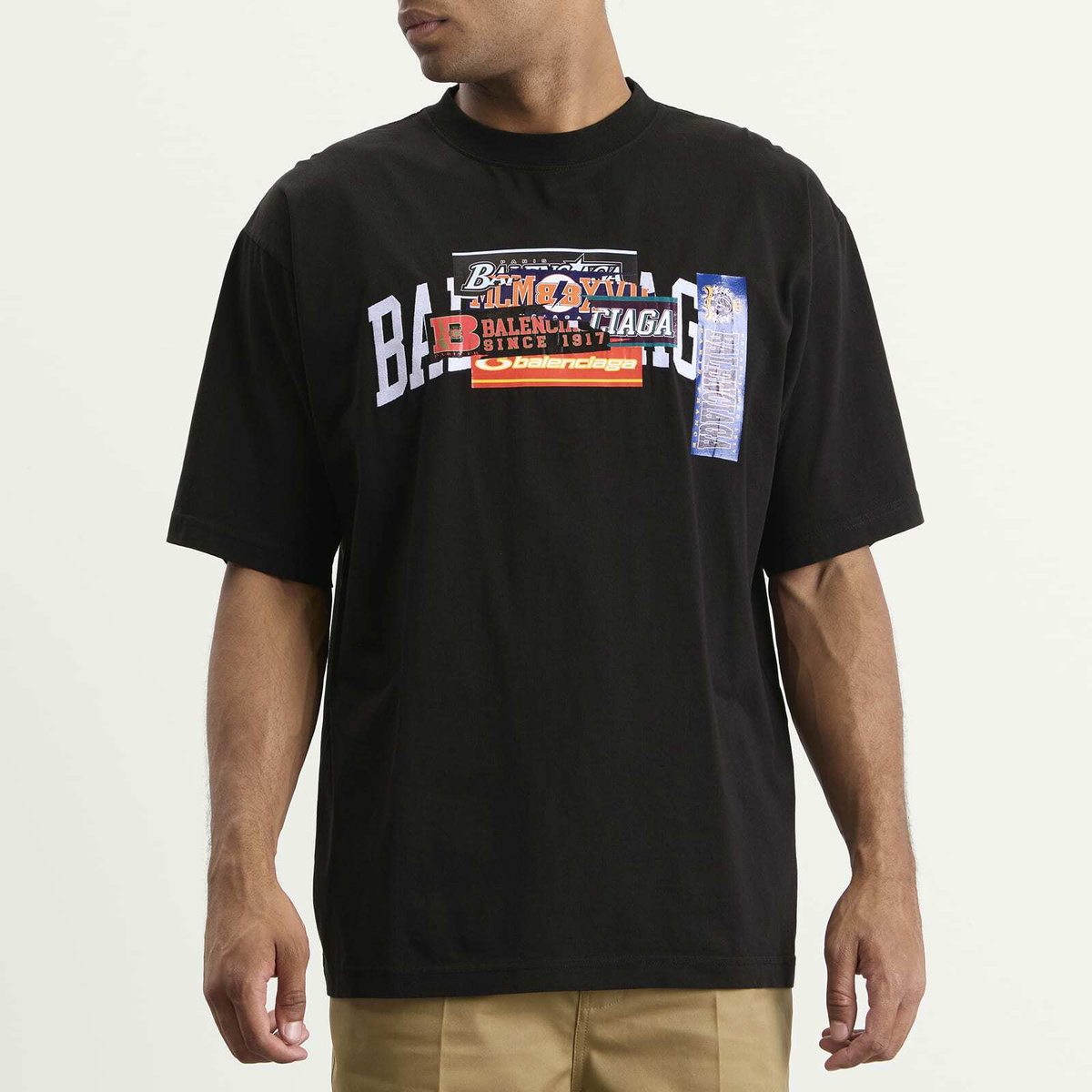 Balenciaga Men's Bumper Stickers T-Shirt in Black