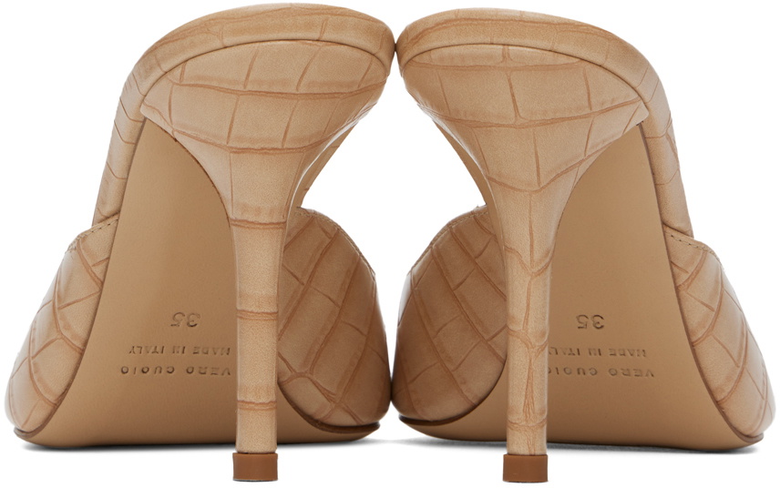 GIABORGHINI Beige Perni 04 Croc Heeled Sandals