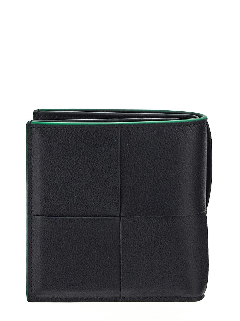 ★BOTTEGA VENETA★ Cassette Zipper Folding Bifold Wallet Bla Bottega Veneta Bi-Fold Zip Grain Cassette, Black/Gold