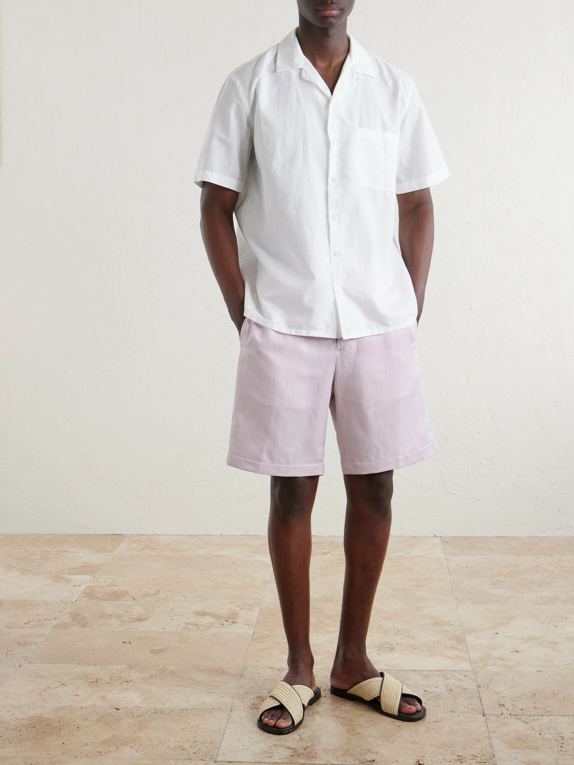 Canali - Camp-Collar Cotton and Linen-Blend Shirt - Neutrals