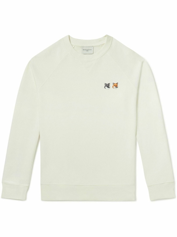 Photo: Maison Kitsuné - Logo-Appliquéd Cotton-Jersey Sweatshirt - Neutrals