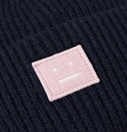 Acne Studios - Kansy Logo-Appliquéd Ribbed Wool-Blend Beanie - Blue