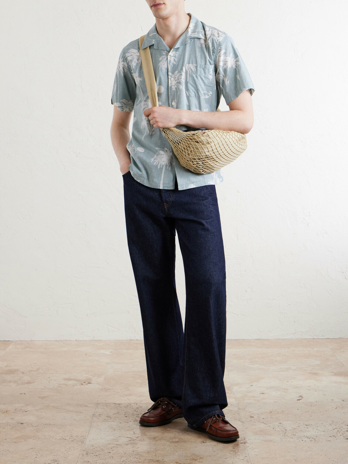 Hartford - New Palmito Convertible-Collar Printed Cotton Shirt - Green