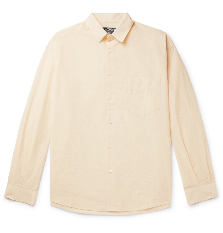 Photo: JACQUEMUS - Simon Logo-Embroidered Organic Cotton-Blend Shirt - Neutrals