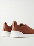 Zegna - Triple Stitch™ Leather-Trimmed Canvas Sneakers - Orange