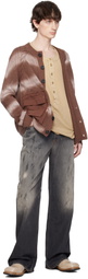 Edward Cuming Brown Cotton Tyre Track Washed Cardigan