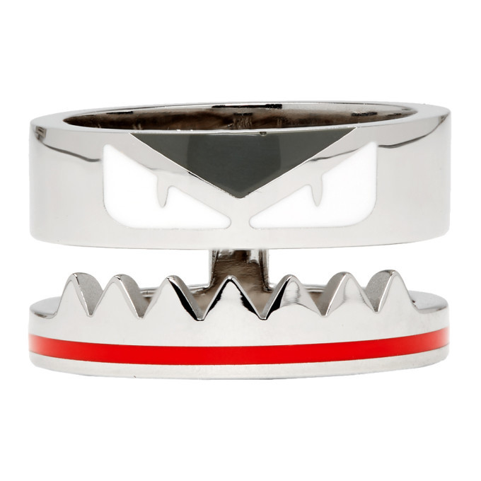 Fendi Silver Bag Bugs Band Ring