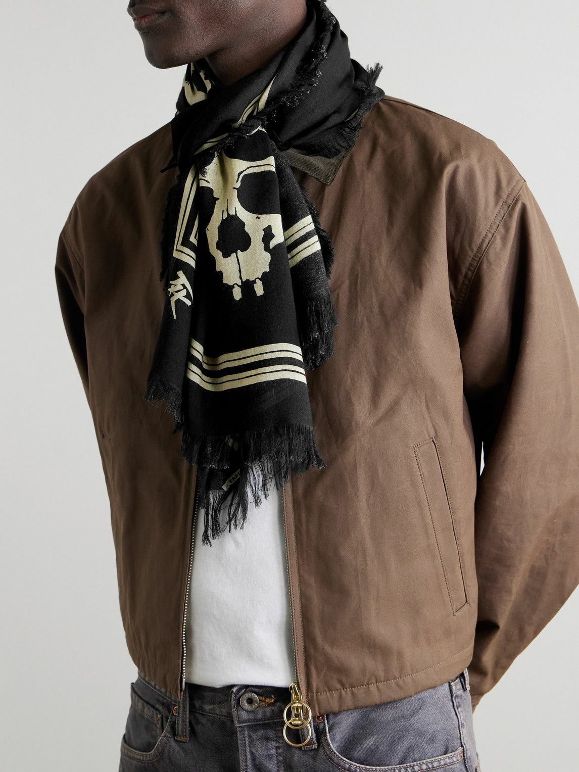 KAPITAL - Fringed Printed Voile Scarf