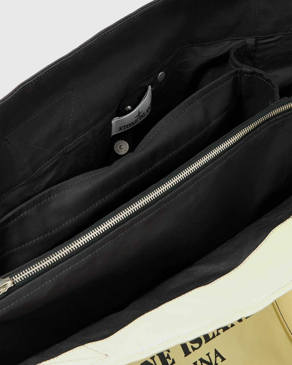 Stone Island Plated Cotton Canvas Maxi Tote Bag Black/Beige Tote & Shopping Bags