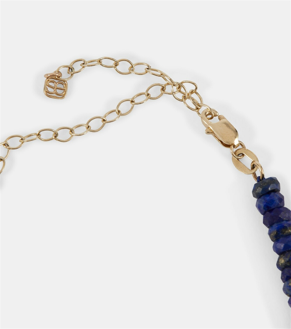 Sydney Evan 14kt gold beaded necklace with diamonds and lapis