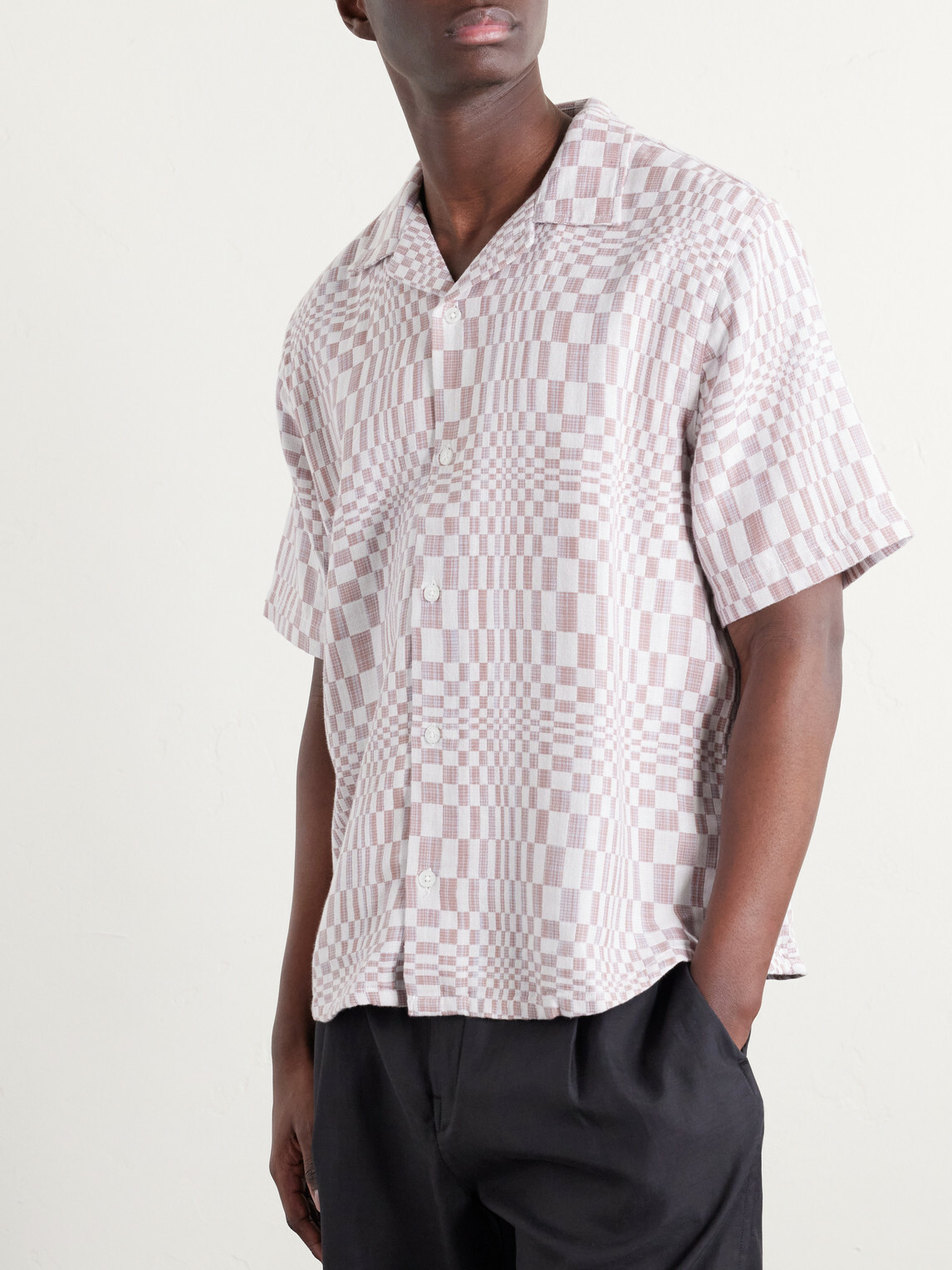 Corridor - High Focus Camp-Collar Checked Cotton Shirt - Red