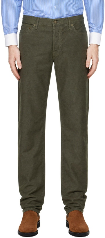 Photo: TOM FORD Green Moleskin 50's Straight Fit Trousers