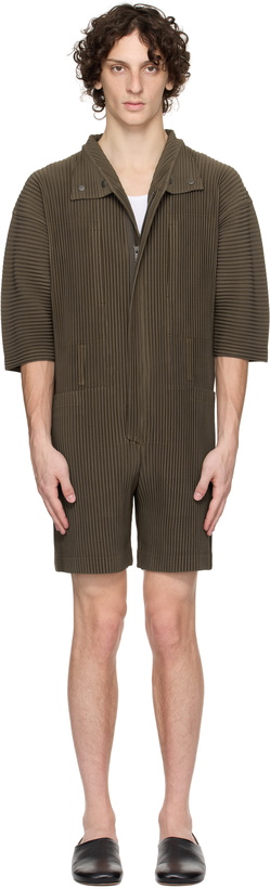 Photo: HOMME PLISSÉ ISSEY MIYAKE Brown Pleats Bottoms 3 Jumpsuit