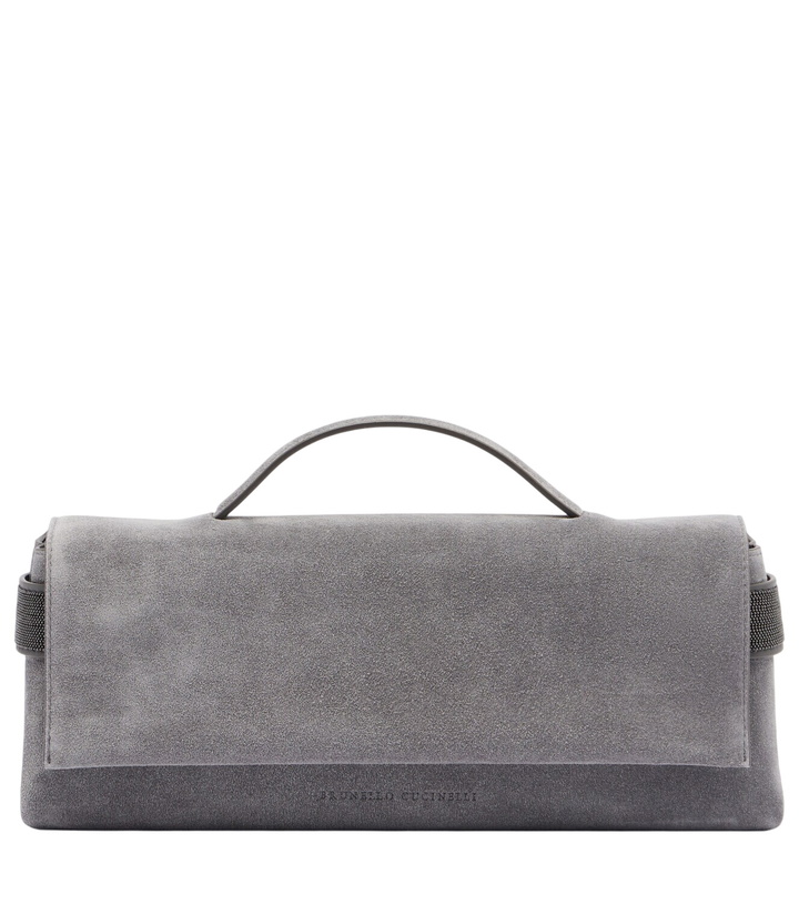 Photo: Brunello Cucinelli Monili Small embellished suede top-handle bag