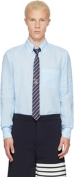 Thom Browne Blue Linen 4-Bar Shirt