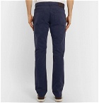 Ermenegildo Zegna - Navy Slim-Fit Garment-Dyed Cotton-Blend Trousers - Men - Blue
