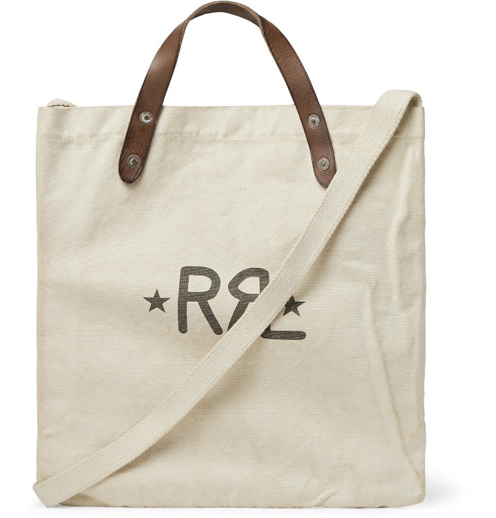 Photo: RRL - Leather-Trimmed Logo-Print Cotton-Canvas Tote Bag - Neutrals