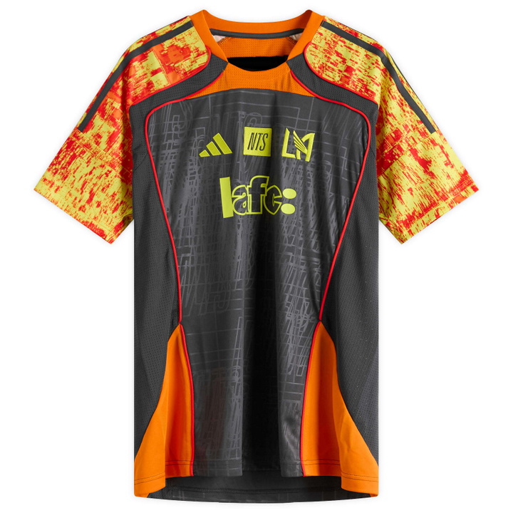 Photo: Adidas Los Angeles FC NTS Jersey in Red/Yellow/Fuchsia