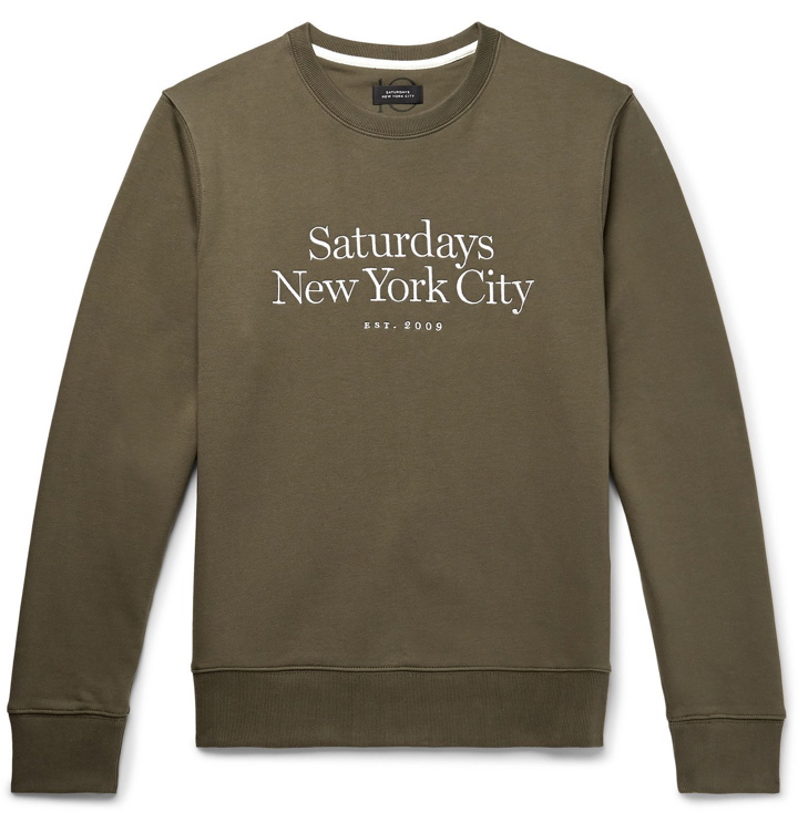 Photo: Saturdays NYC - Bowery Logo-Embroidered Loopback Cotton-Jersey Sweatshirt - Green