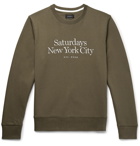 Saturdays NYC - Bowery Logo-Embroidered Loopback Cotton-Jersey Sweatshirt - Green