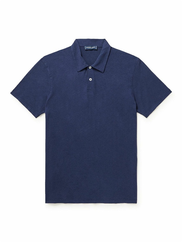 Photo: Frescobol Carioca - Constantino Cotton and Linen-Blend Jersey Polo Shirt - Blue