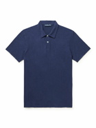 Frescobol Carioca - Constantino Cotton and Linen-Blend Jersey Polo Shirt - Blue