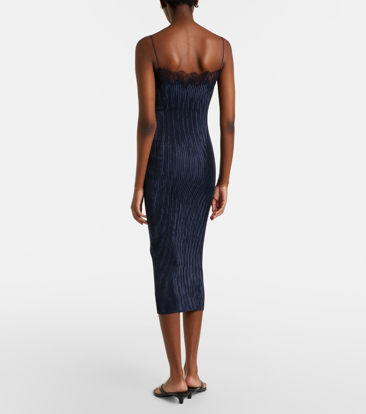 Fforme Lumi lace-trimmed pleated midi dress