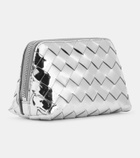 Bottega Veneta Intrecciato metallic leather pouch