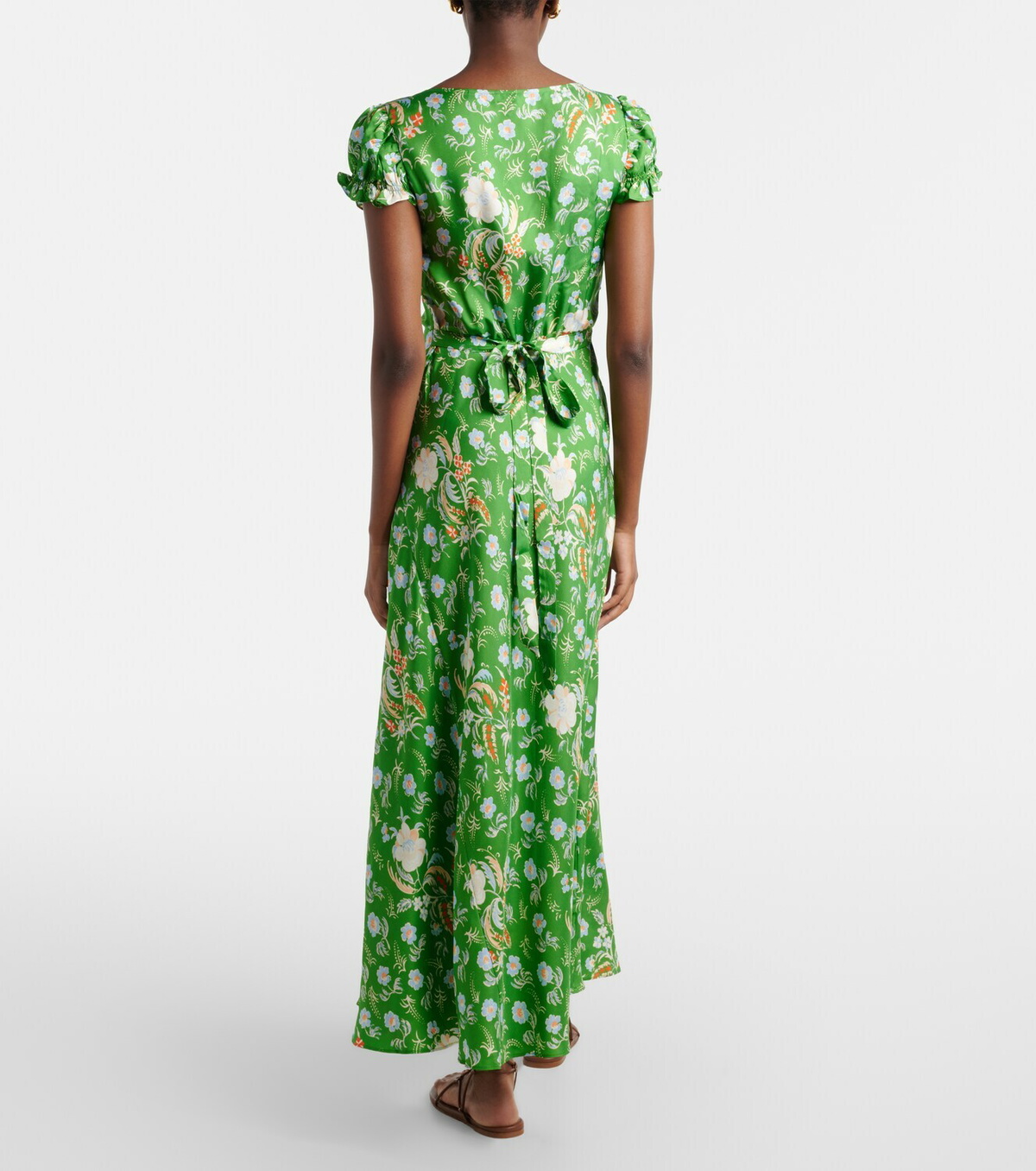 Dôen Valerine floral silk satin maxi dress
