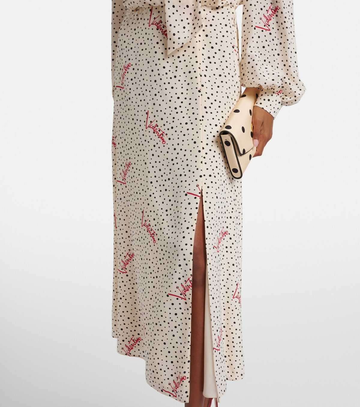 Valentino Polka-dot silk crêpe de chine midi dress