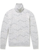 Ermenegildo Zegna - Cashmere, Wool and Silk-Blend Jacquard Rollneck Sweater - Gray