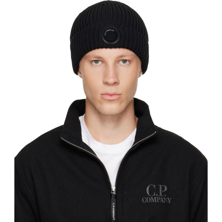Photo: C.P. Company Black Extrafine Merino Wool Lens Beanie