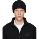 C.P. Company Black Extrafine Merino Wool Lens Beanie