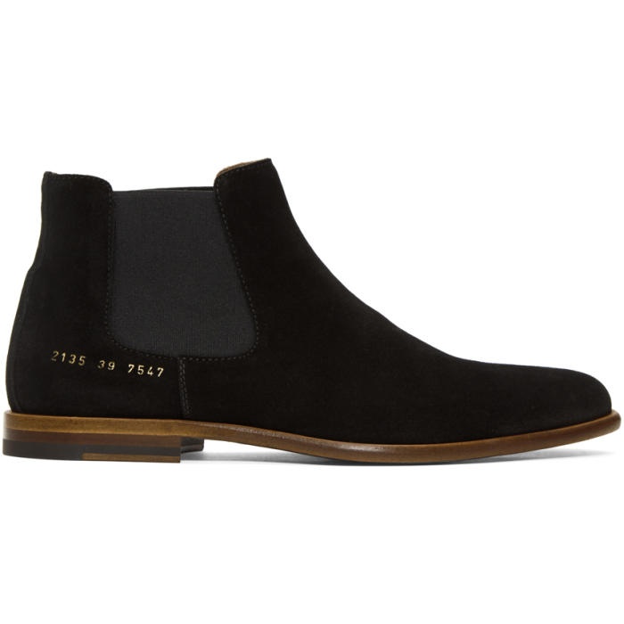 Photo: Robert Geller Black Common Projects Edition Suede Chelsea Boots 