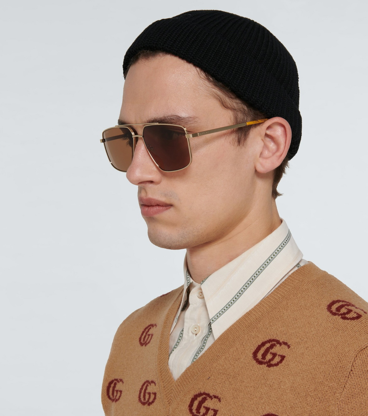 aviator metal sunglasses gucci