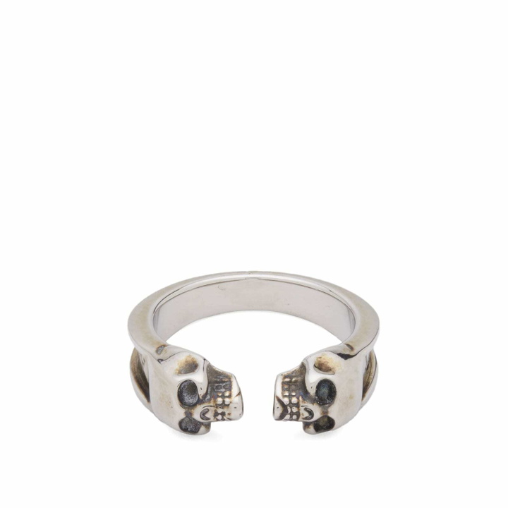 Photo: Alexander McQueen Men's Twin Skull Ring in Antique Silver