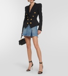 Balmain Pleated denim mini skirt