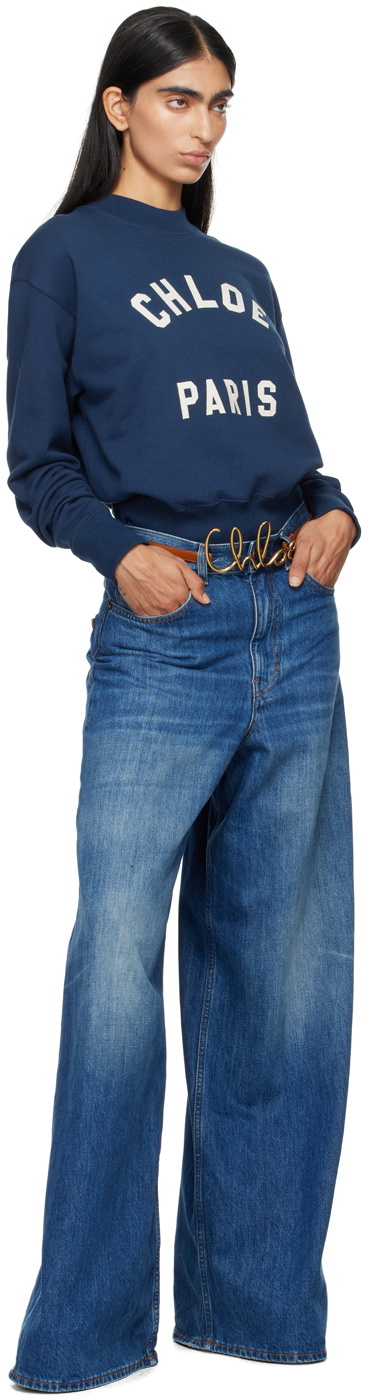 Chloé Navy Mock Neck Sweatshirt