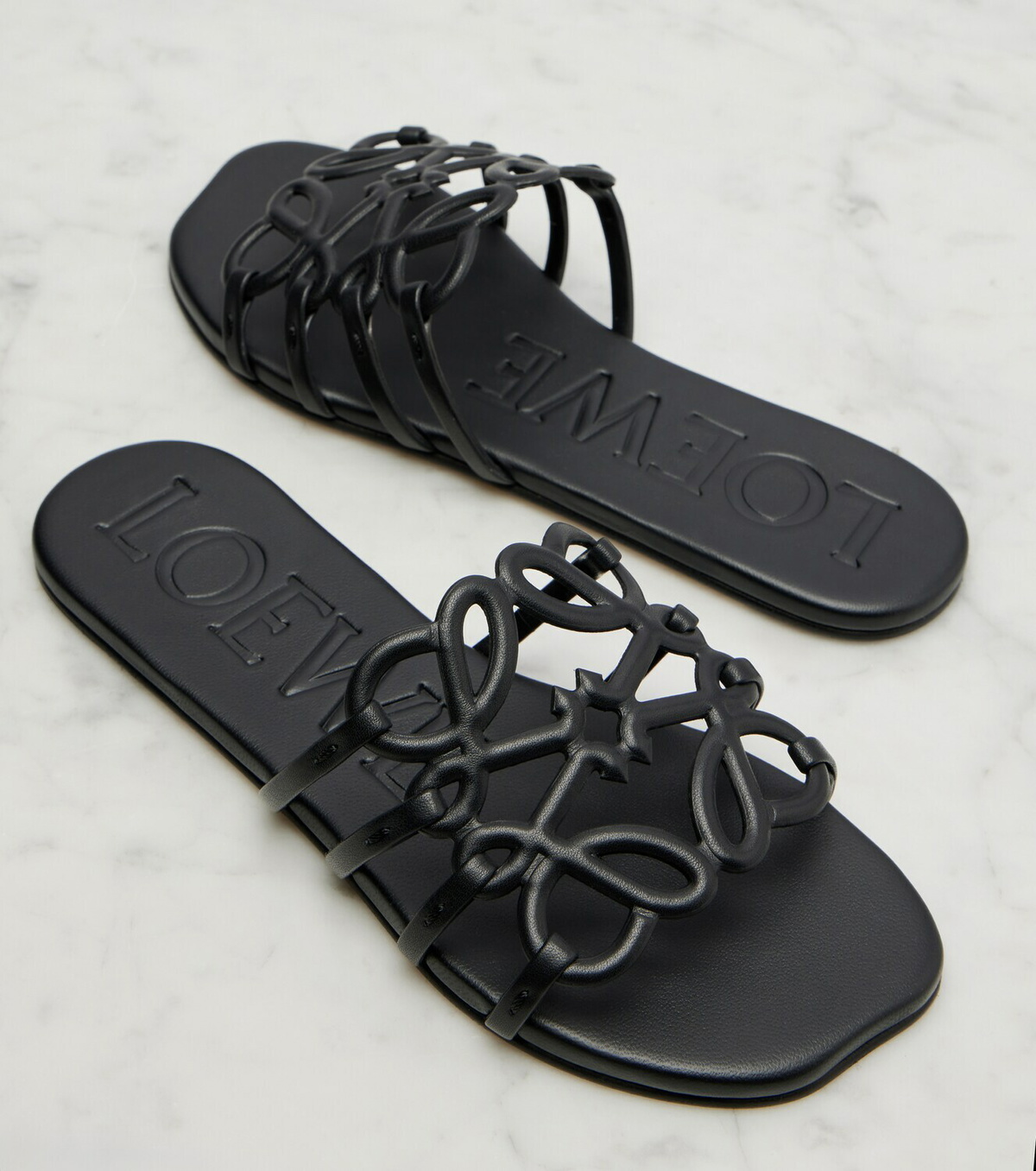 Loewe Paula's Ibiza Petal Anagram leather slides