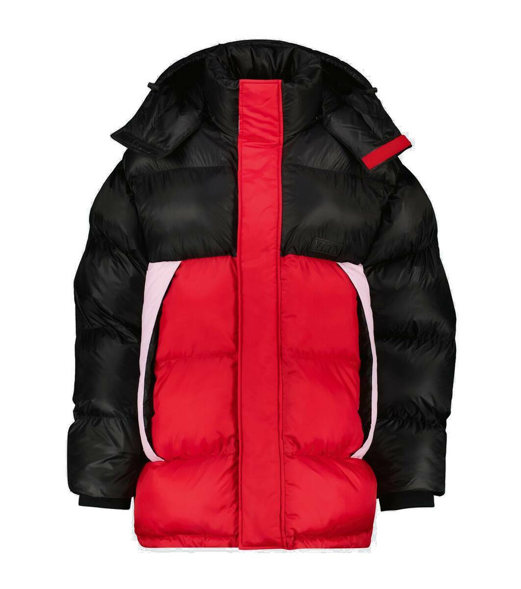 Valentino Logo Print Hooded Down Jacket Black & Red Valentino